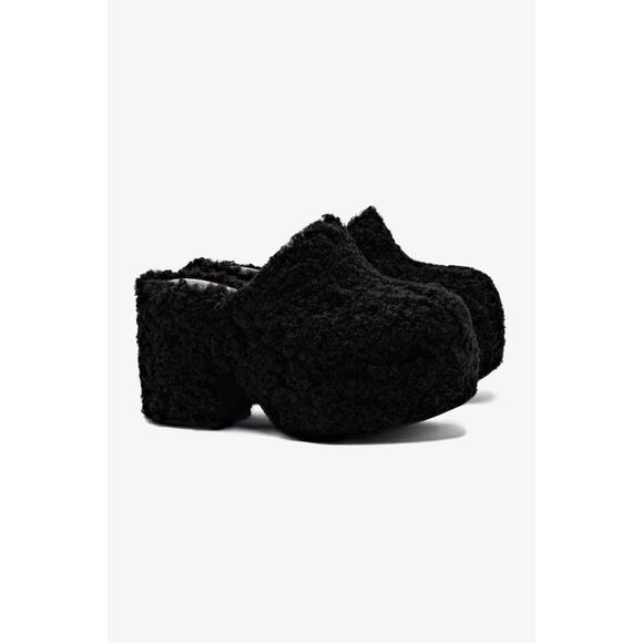 Larroude Miso Clog In Shearling - 8.0 Black - Picture 1 of 6